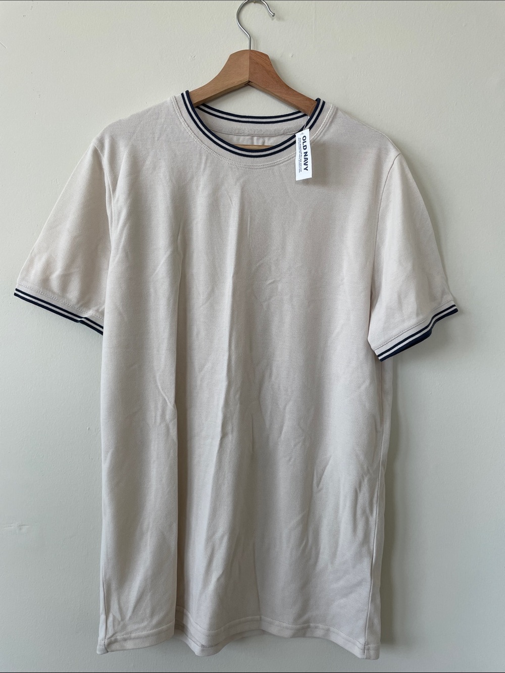Old Navy Cream Short-Sleeve Ringer Tee with Navy Trim